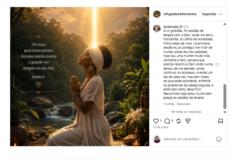 Depoimento de Lucia R. no Instagram